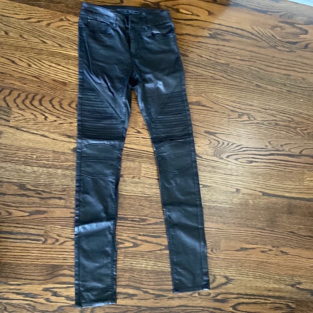 Moto Style coated black pants
